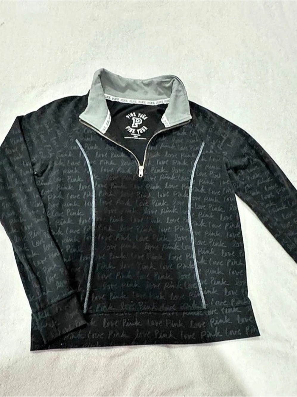 Pink Yoga Black & Gray Half-Zip Pullover Size Medium